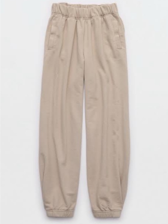aerie Pants - Aerie Beige Jet Setter Jogger with an Elastic-Waist - size large